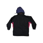 Black and pink ski shell jacket by Columbia, featuring a hood and long sleeves.