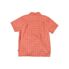 Orange button-down shirt by North Face with a classic plaid pattern on a textured fabric.