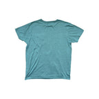Teal slim fit active shirt by Patagonia, with short sleeves and a heathered texture.