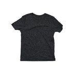 Black T-shirt by Topo Designs with a colorful cosmos pattern.