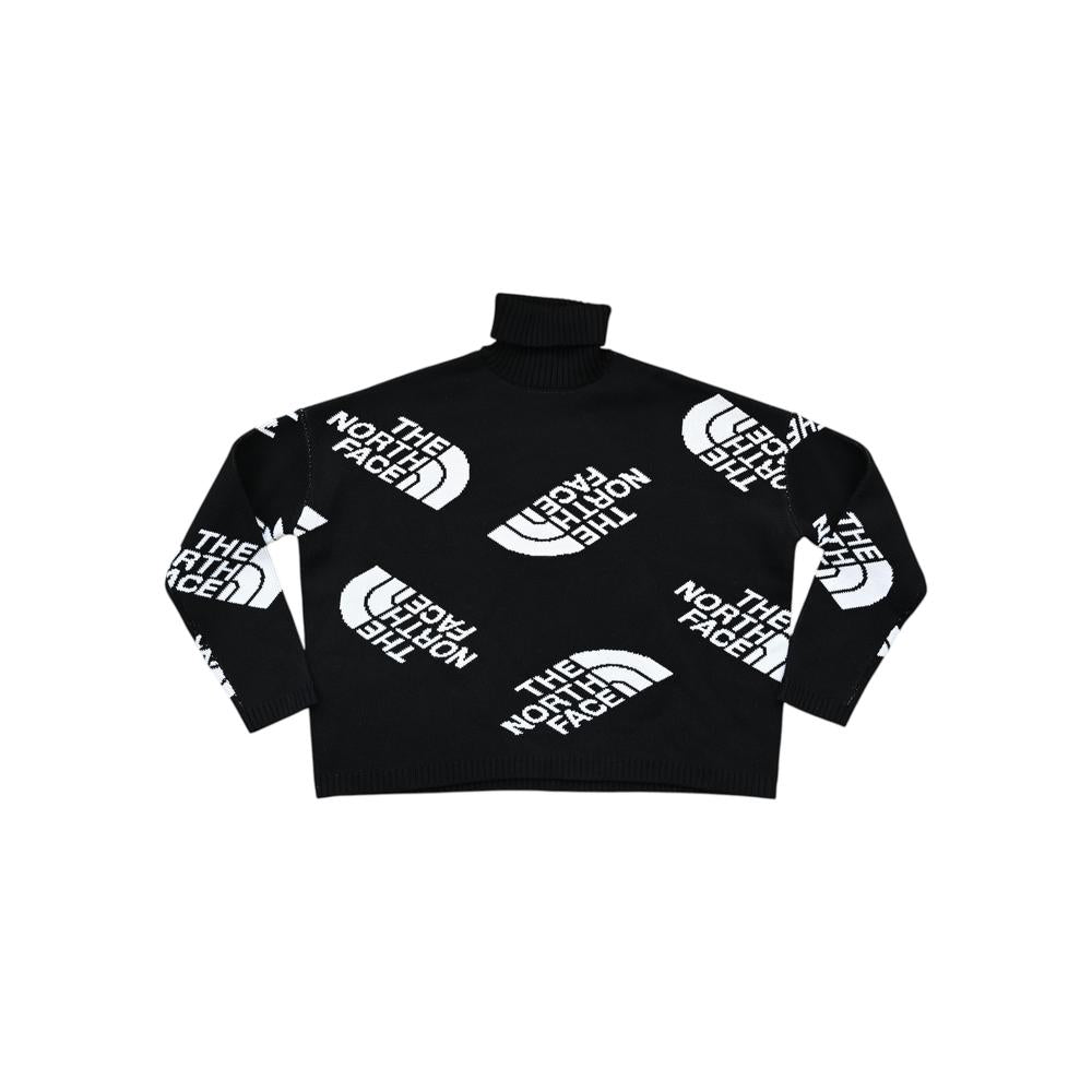 North Face Women's Black Series All-Over Logo Turtleneck Sweater Black M Used RARE - FERAL