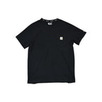 Black pocket T-shirt by Carhartt with a small logo patch on the pocket and branded neck tape.
