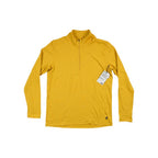 Yellow half-zip baselayer shirt by REI with long sleeves and a visible product tag.