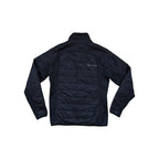 Black insulator jacket for men by Spyder, featuring a quilted pattern and contrasting side panels.