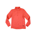 Pink quarter-zip base layer by Helly Hansen, with long sleeves and a stand-up collar.