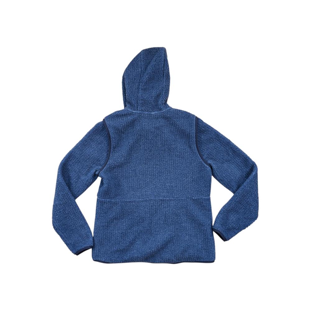 Blue sherpa fleece hoodie by REI, featuring long sleeves and a hooded neckline.