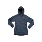 Grey rain shell jacket by Helly Hansen, with a hood and diamond-patterned design.
