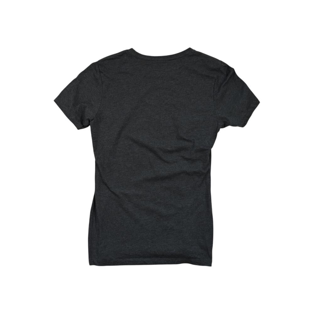 Grey graphic t-shirt by Stio, shown from the back with short sleeves and a heathered texture.