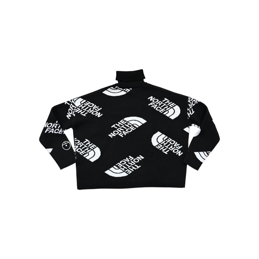 North Face Women's Black Series All-Over Logo Turtleneck Sweater Black M Used RARE - FERAL