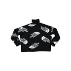 North Face Women's Black Series All-Over Logo Turtleneck Sweater Black M Used RARE - FERAL