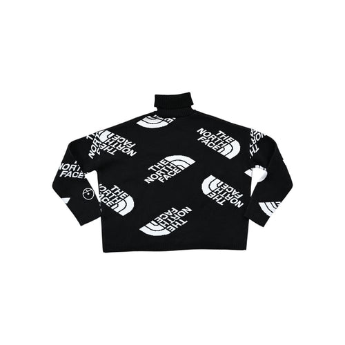 North Face Women's Black Series All-Over Logo Turtleneck Sweater Black M Used RARE - FERAL