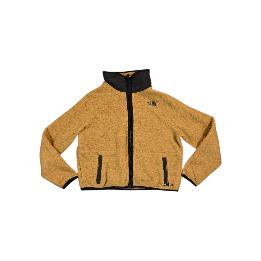 North Face Women's Dunraven Sherpa Crop Fleece Jacket British Khaki L Used - FERAL