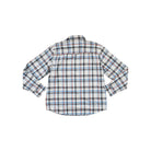 Plaid long sleeve hiking shirt by Marmot, featuring a blue, white, and red pattern.