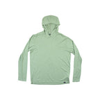 Green long-sleeve hooded shirt by Patagonia, with a heathered texture.