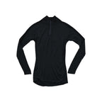 Black baselayer shirt with quarter zip by Smartwool with long sleeves in front view.