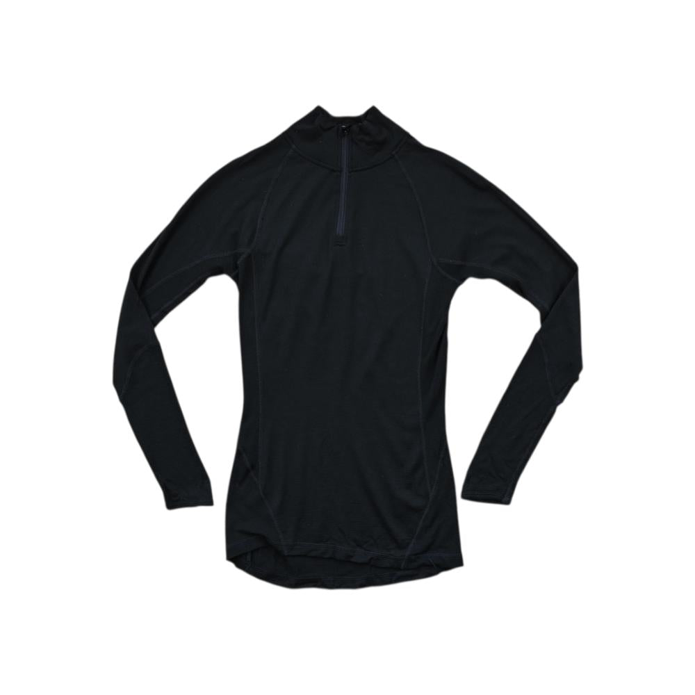 Black baselayer shirt with quarter zip by Smartwool with long sleeves in front view.