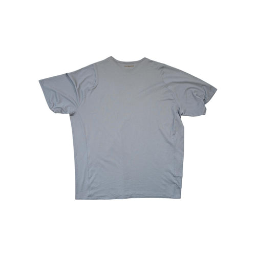 Gray active shirt for men by Patagonia with a heathered texture.