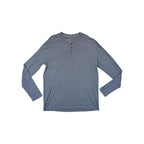 Grey henley long sleeve shirt by Freefly with a three button placket and textured fabric.