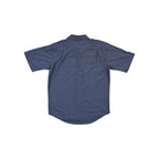Grey short-sleeve shirt from Orvis featuring a buttoned collar, visible seams, and casual style.