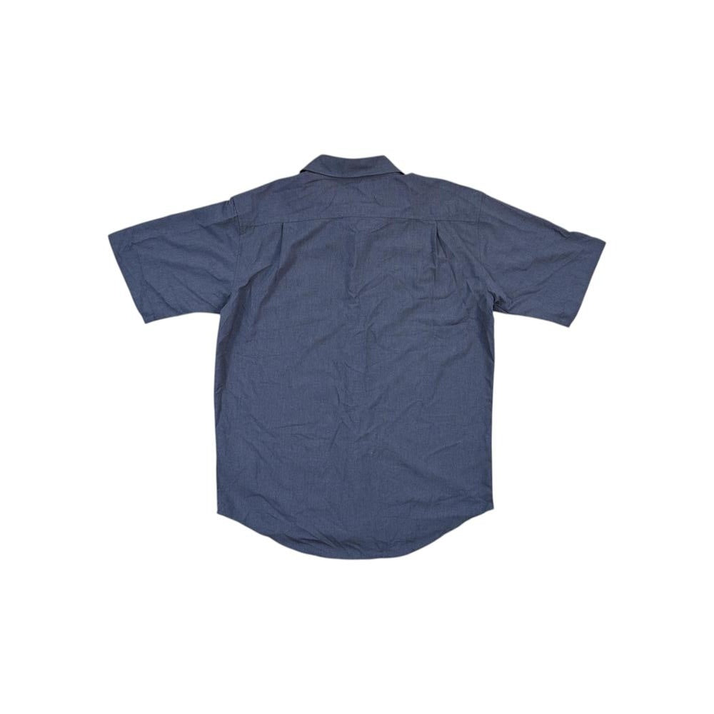Grey short-sleeve shirt from Orvis featuring a buttoned collar, visible seams, and casual style.