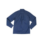Blue long-sleeve overshirt by Fjallraven, shown from the back with a button-down collar.