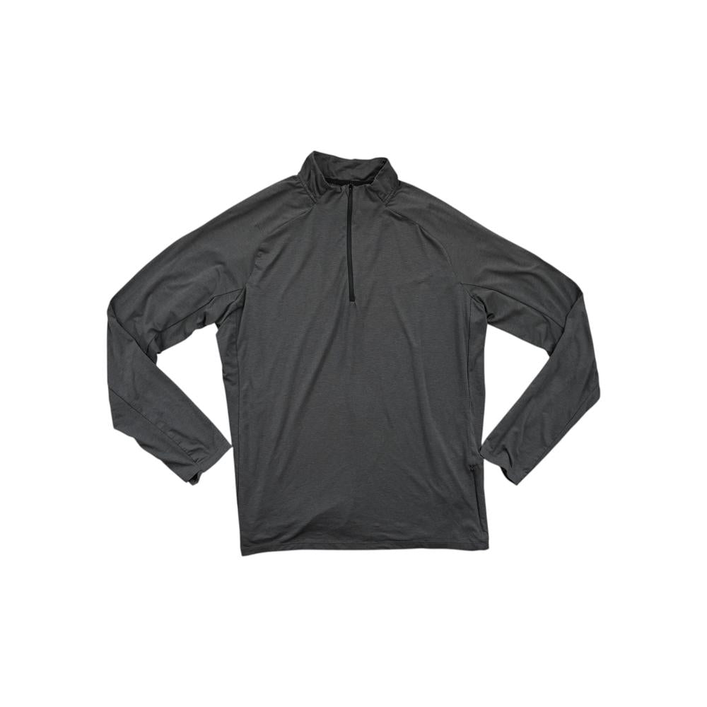 Gray long-sleeve baselayer shirt by REI, featuring a quarter-zip closure and minimalist style.