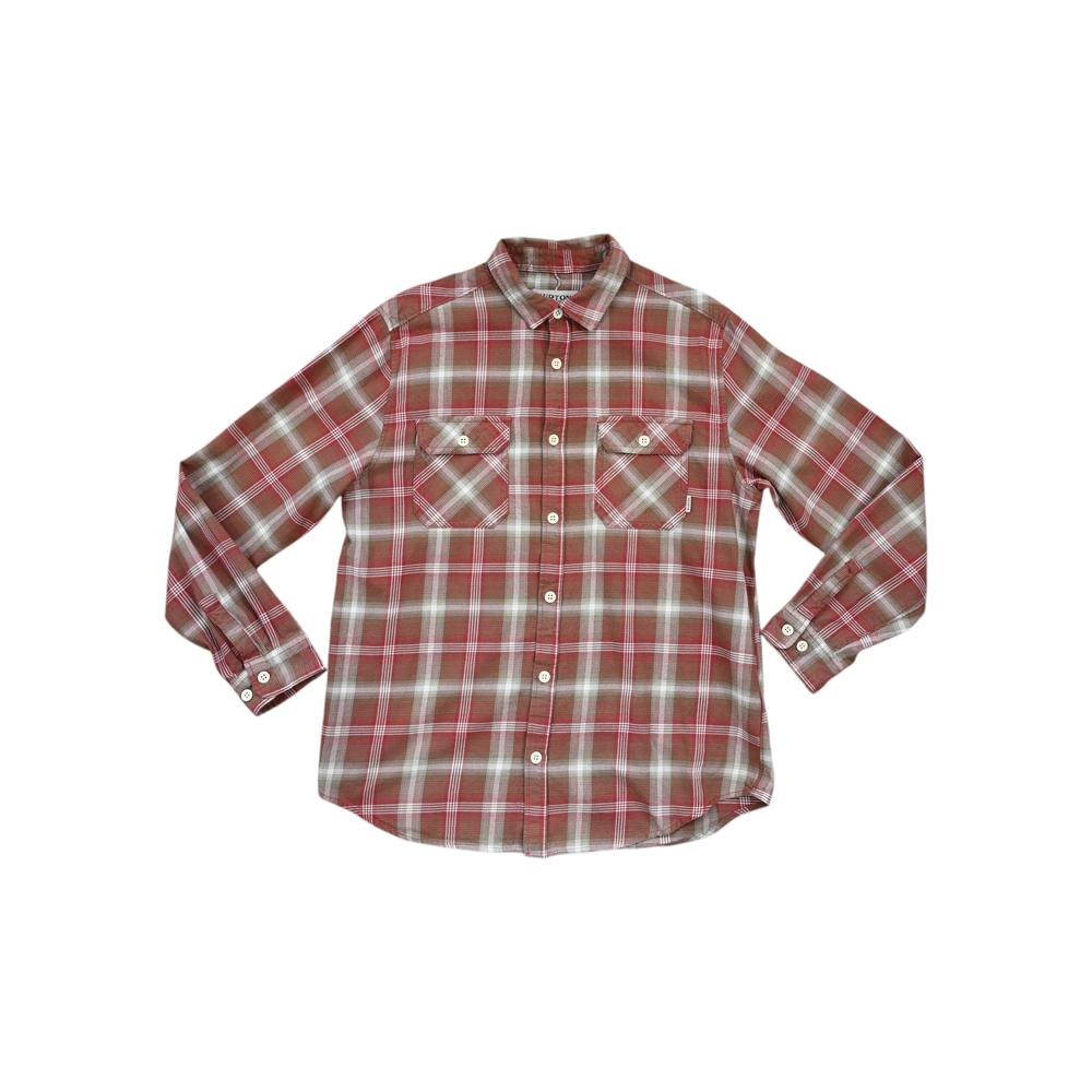 Burton Men's Flannel Long Sleeve Shirt Red/Tan L Used - FERAL