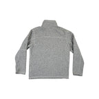 Gray fleece quarter-zip pullover by North Face with long sleeves and a heathered texture.