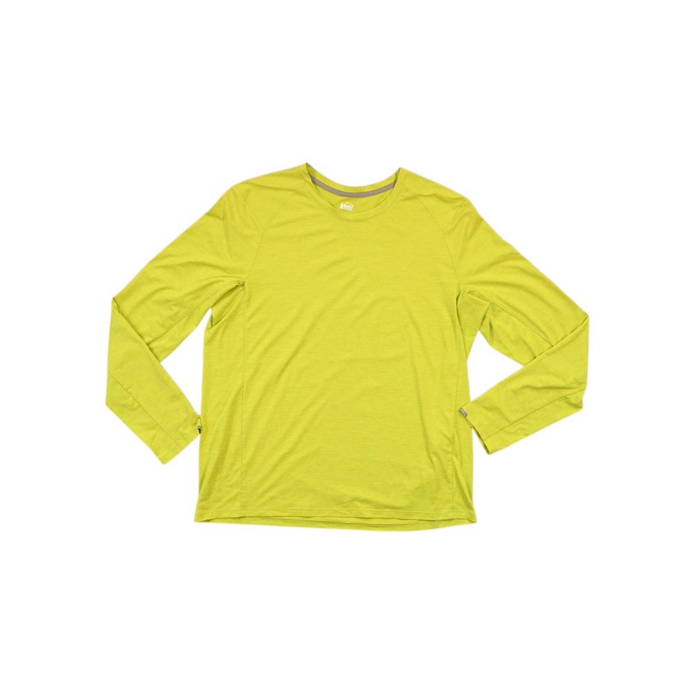 Yellow long sleeve shirt by REI, displayed on a white background.