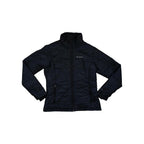 Black full zip jacket by Columbia, featuring a quilted pattern and zippered pockets.
