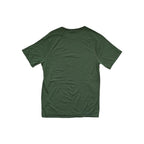 Green short sleeve tee shirt by Smartwool, shown in a back view with subtle horizontal stripes.