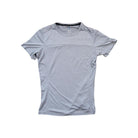 Gray active shirt by Kuhl with short sleeves and textured fabric.