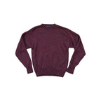 Maroon Shetland wool sweater by Pendleton, with a speckled texture and ribbed details.