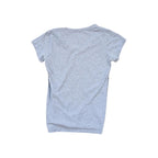 Grey organic cotton shirt by Patagonia, shown in a back view.