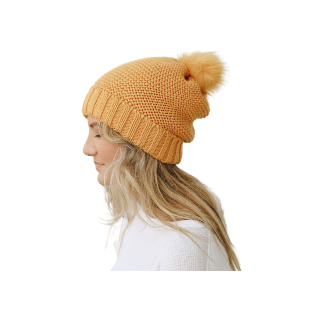 Leto Accessories Sherpa Lining Pom Beanie - FERAL
