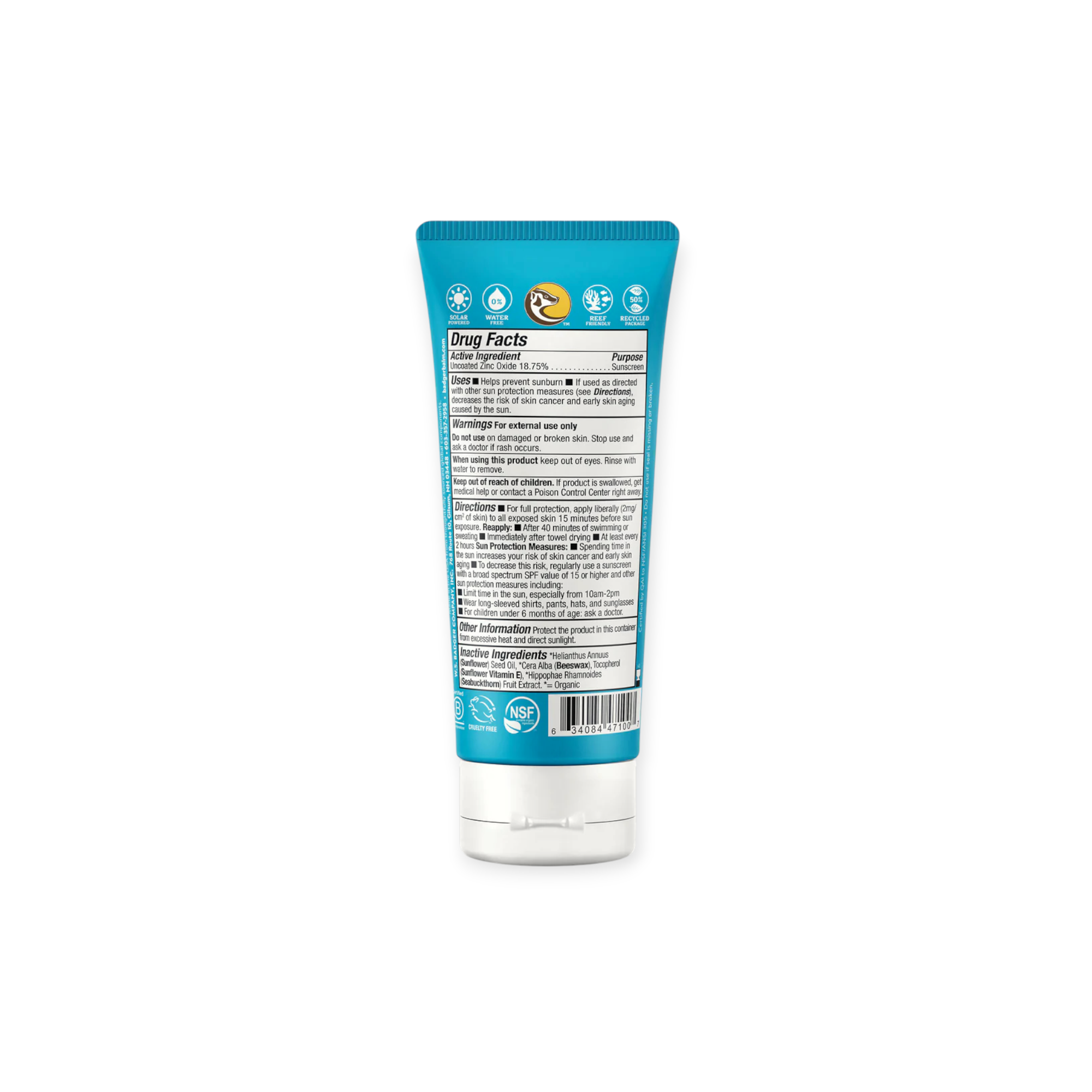 Badger Clear Zinc Sunscreen Cream SPF 30 2.9 oz. - FERAL