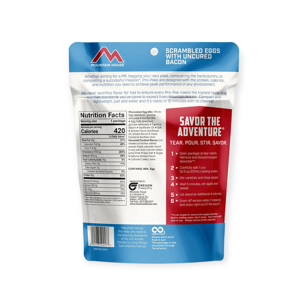 Mountain House Pro-Pak Scrambled Eggs w' Bacon Freeze Dried Meal