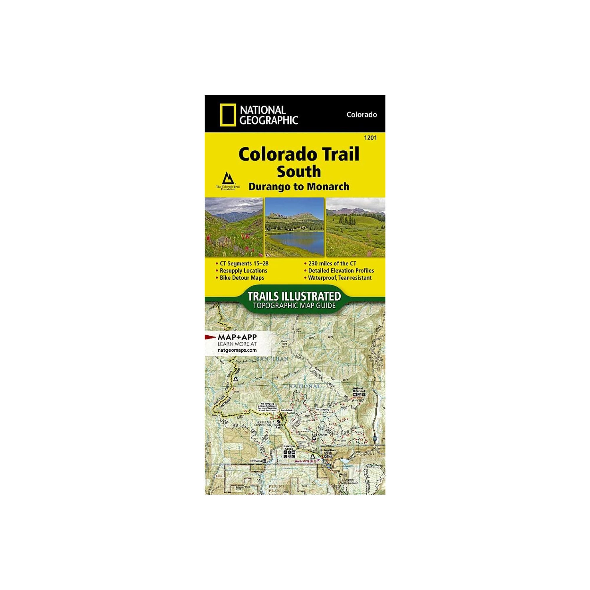 National Geographic 1201: Colorado Trail South Durango to Monarch Map