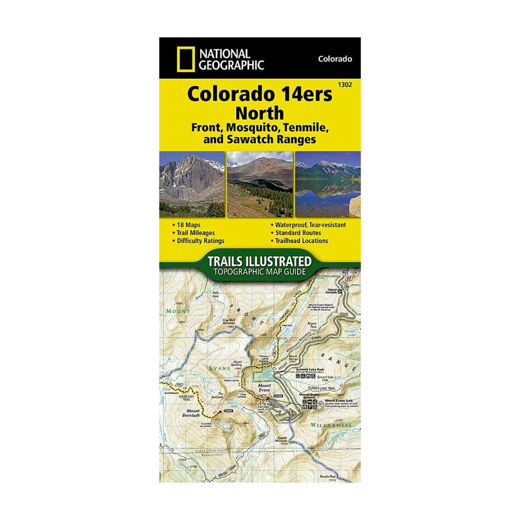 National Geographic 1302: Colorado 14ers North | Front | Mosquito | Tenmile | Sawatch Ranges Map