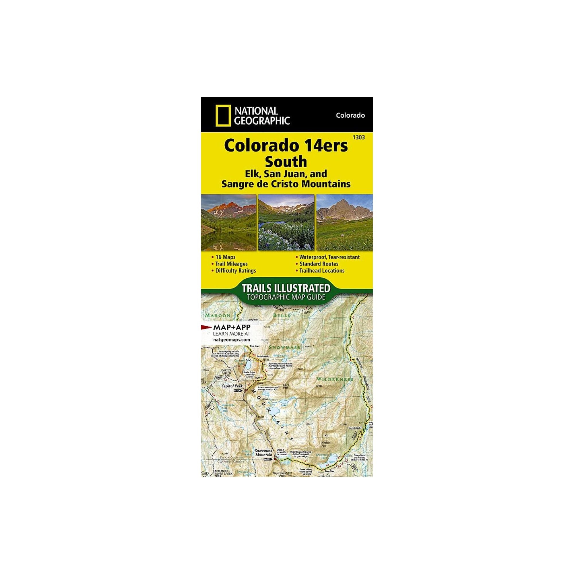 National Geographic 1303: Colorado 14ers South Map Guide (San Juan, Elk, and Sangre de Cristo Mountains)