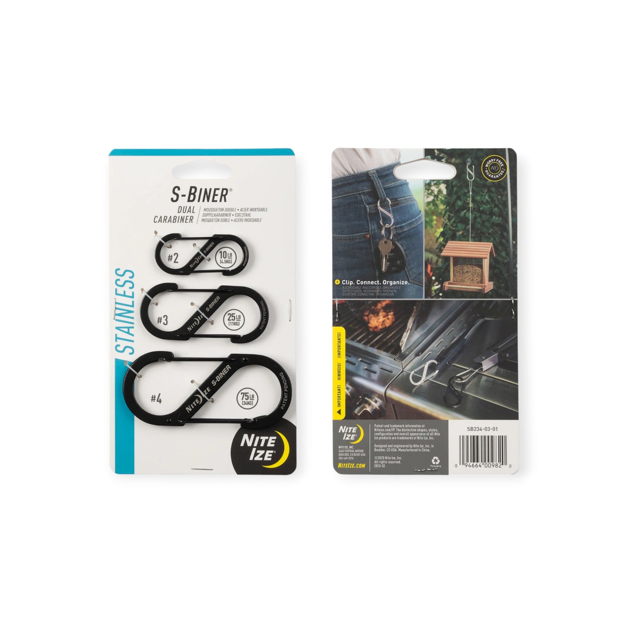 Nite Ize S-Biner Stainless Steel Dual Carabiner Combo - 3 Pack - FERAL