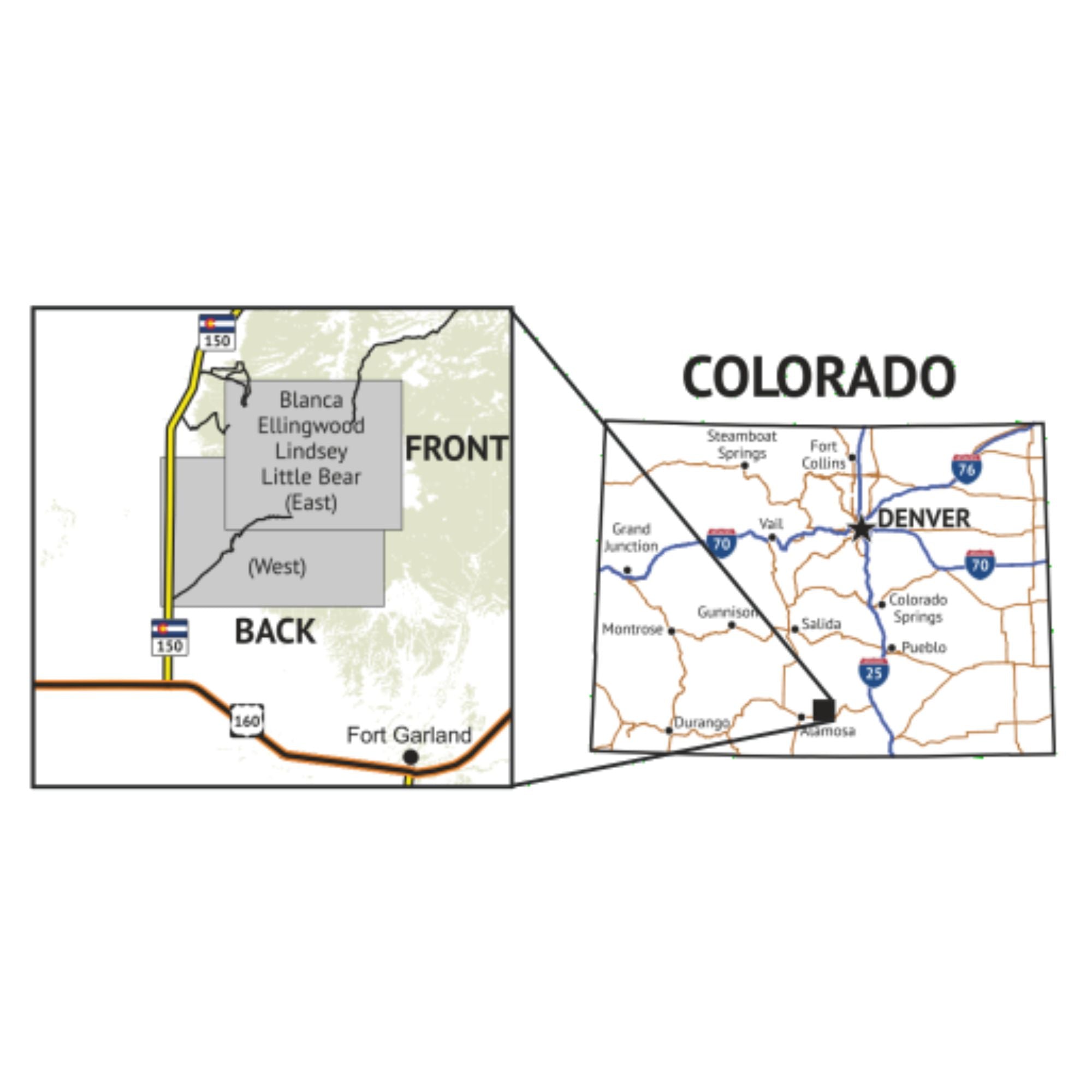 Outdoor Trail Maps 14er Series 13/16: Blanca/Ellingwood/Lindsey/Little Bear Map - FERAL