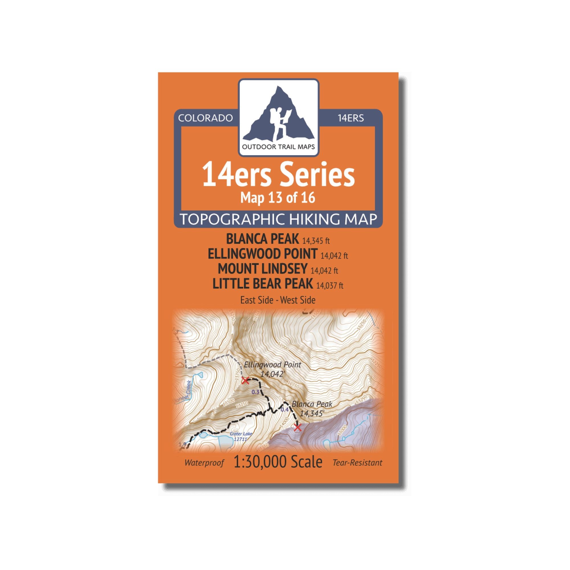 Outdoor Trail Maps 14er Series 13/16: Blanca/Ellingwood/Lindsey/Little Bear Map - FERAL