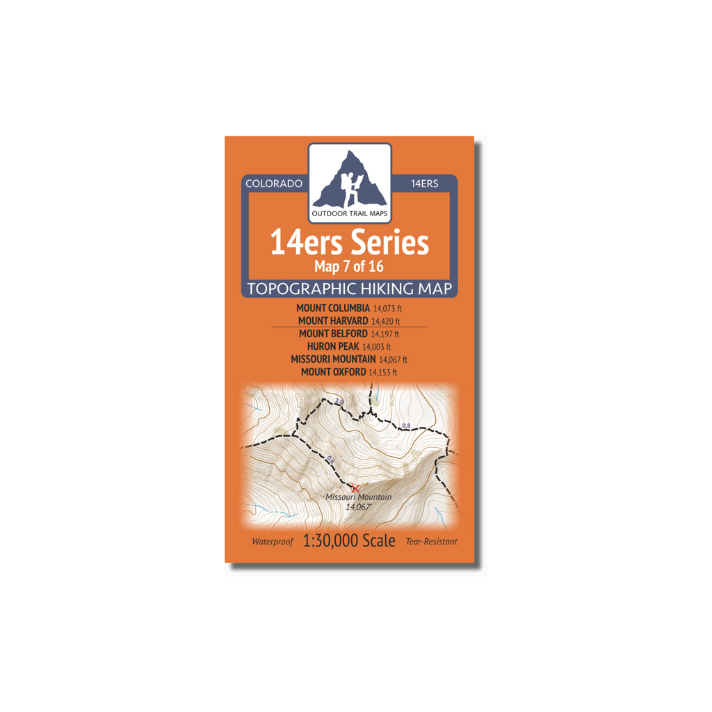 Outdoor Trail Maps 14er Series Map 7/16: Columbia/Harvard/Belford/ Huron/Missouri/Oxford Map