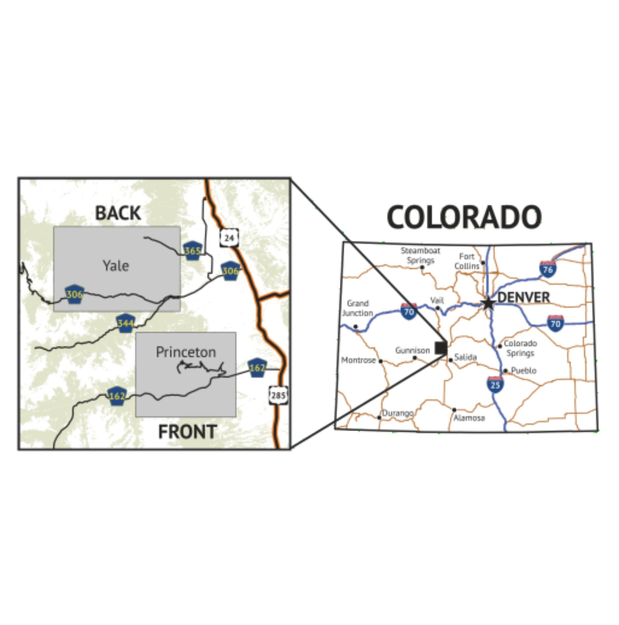 Outdoor Trail Maps 14er Series Map 8/16: Princeton/Yale Map