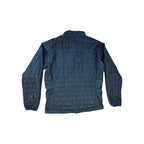 Black insulated jacket by Patagonia with quilted pattern.