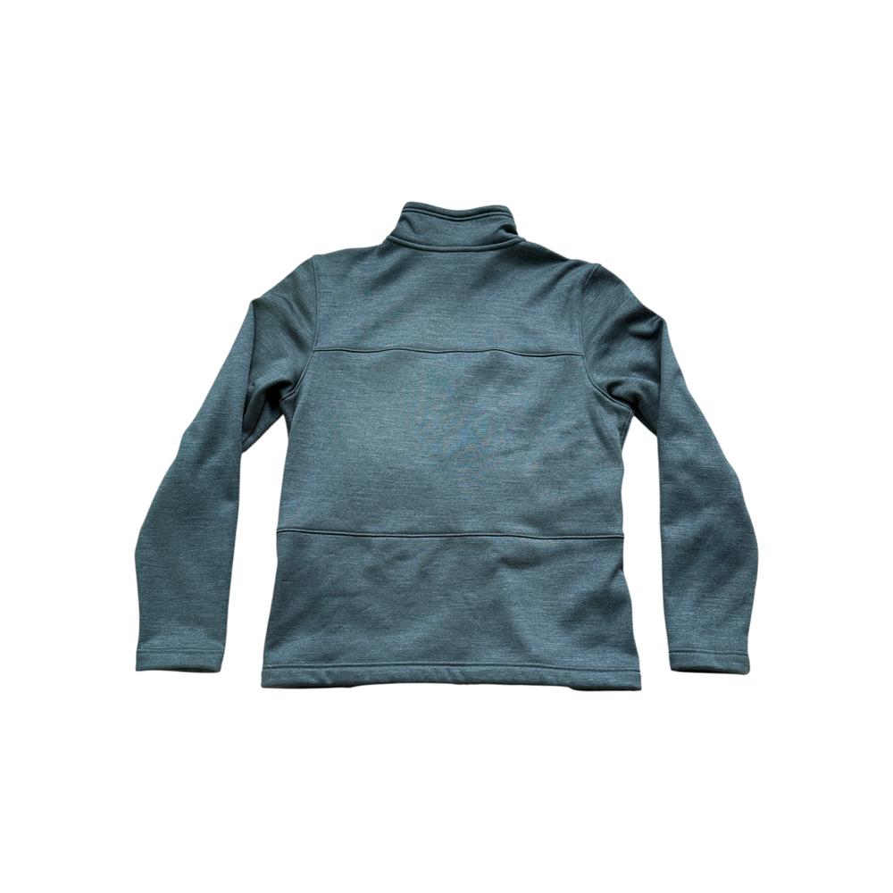Green active fleece full zip jacket by The North Face, with long sleeves and mock neck.