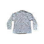 Grey long sleeve button-up shirt by Kavu, featuring an all-over animal and tree print.