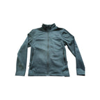 Green active fleece full zip jacket by The North Face featuring zippered pockets and a stand collar.