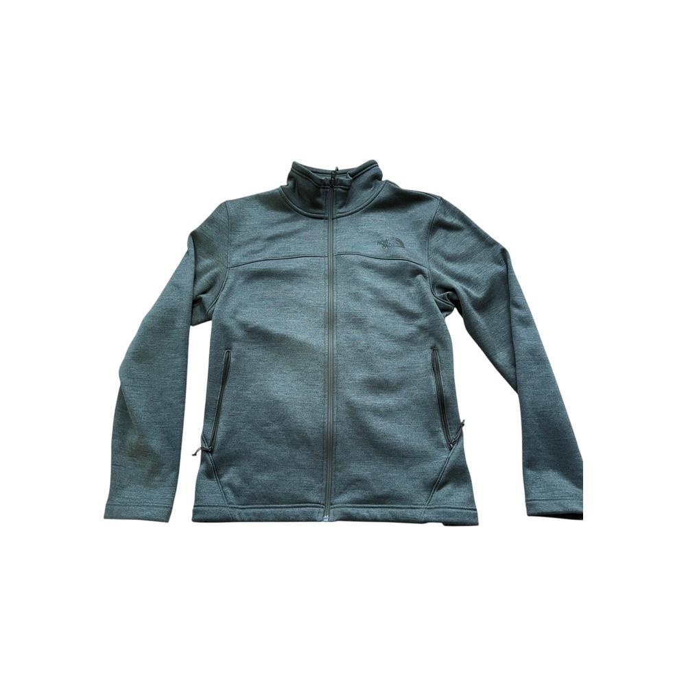 Green active fleece full zip jacket by The North Face featuring zippered pockets and a stand collar.